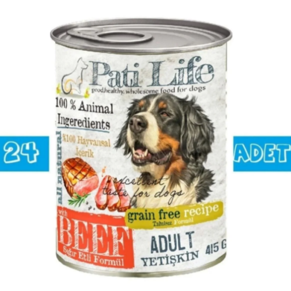 Mabeyn Pati Life 24'lü Konserve Sığır Etli Köpek Maması 24 Adet 415 Gr